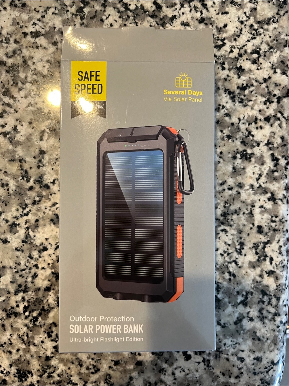 Solar Power Bank Portable Charger - Black & Orange